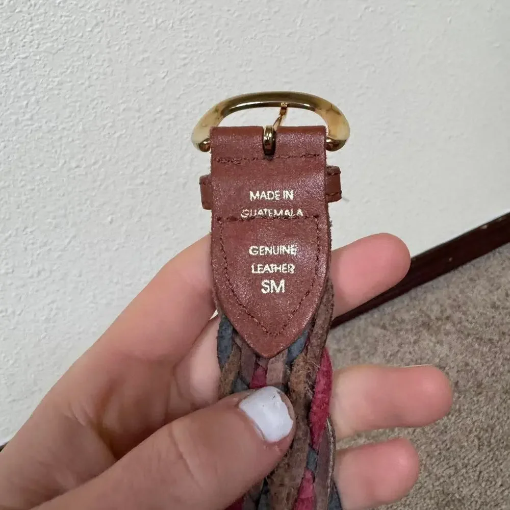 Woven Red and Black Women's Leather Belt